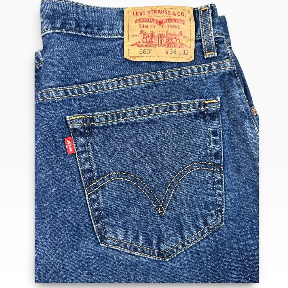 Levis 560 Comfort Fit Jeans Mens 34x32 Blue Denim Tapered Leg Medium Wash Loose